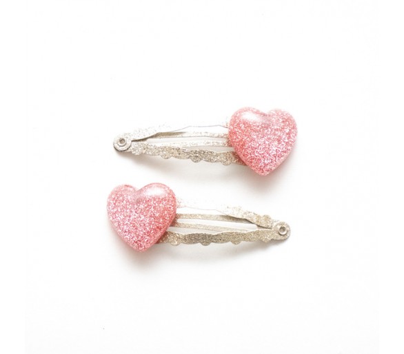 Glitterende hartvormige haarclips