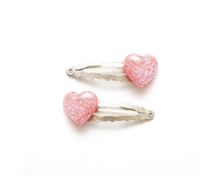 Glitterende hartvormige haarclips