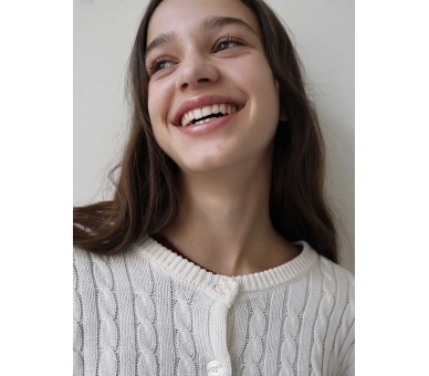 GRUNT : Cardigan met kabelbreisel