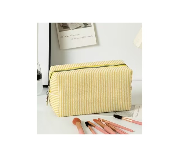 Striped toiletry bag – yellow