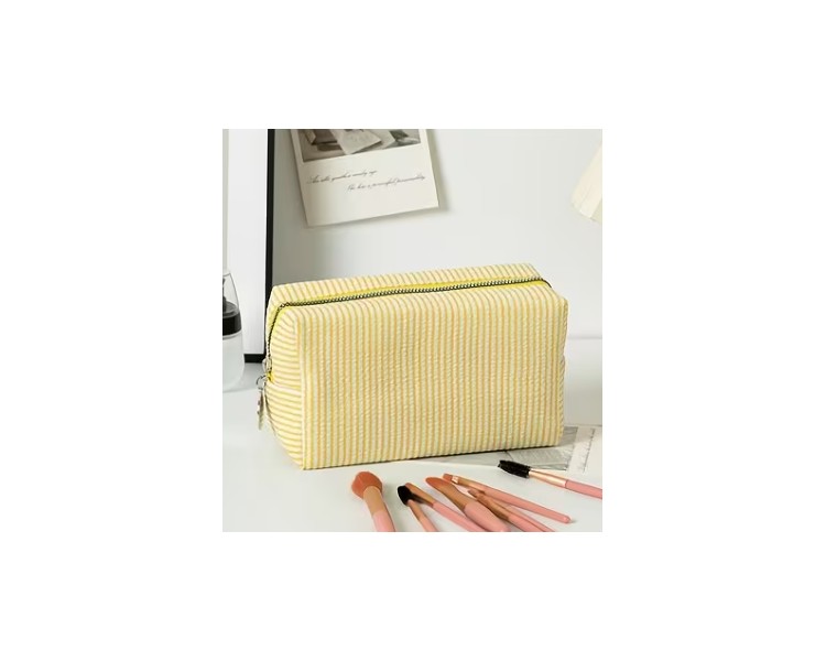 Striped toiletry bag – yellow