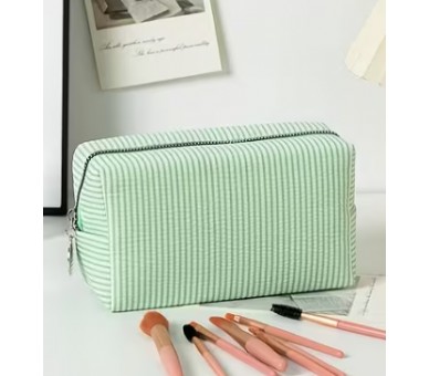 Striped toiletry bag – green