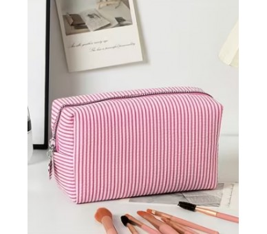 Striped toiletry bag – fuschia