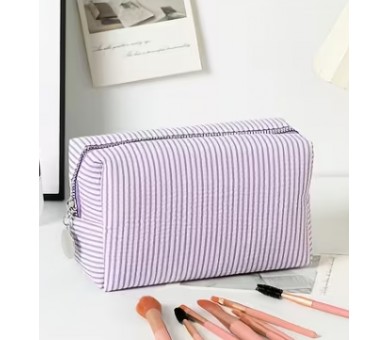 Striped toiletry bag – purple
