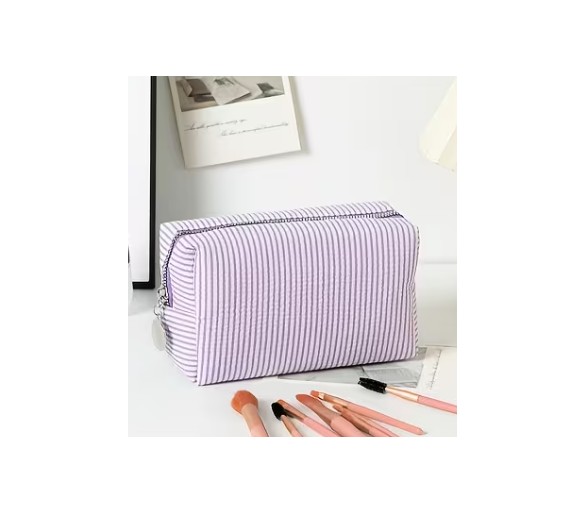 Striped toiletry bag – purple
