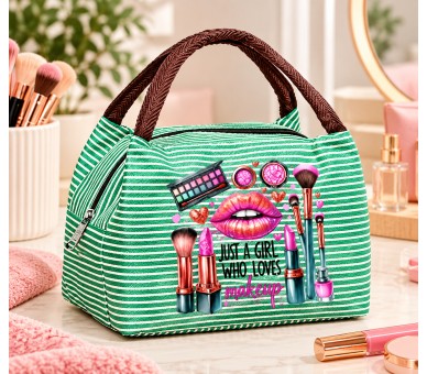 Striped Makeup & Toiletry Bag