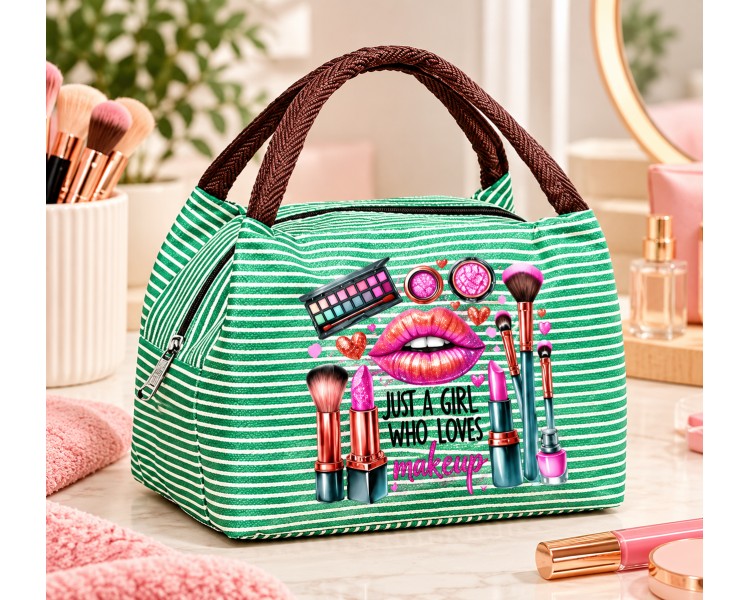 Striped Makeup & Toiletry Bag