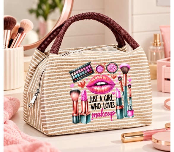 Striped Makeup & Toiletry Bag