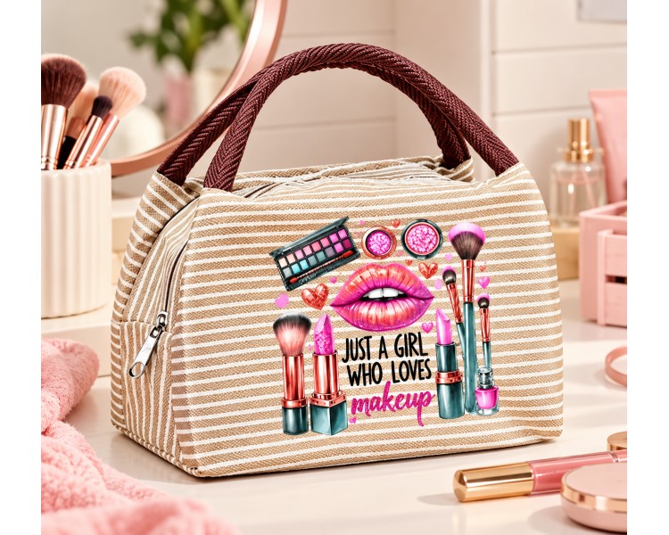 Striped Makeup & Toiletry Bag