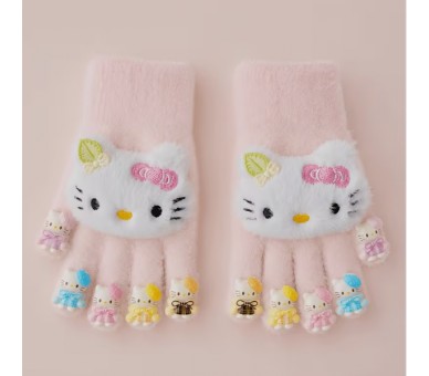 Cute Pink Fluffy Cat Gloves