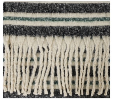 Écharpe d’hiver rayée noire et verte – 190 × 40 cm