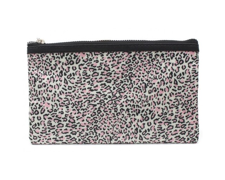 Make Up Bag with Leopard Print and Tassel 22x13.5cm Pink