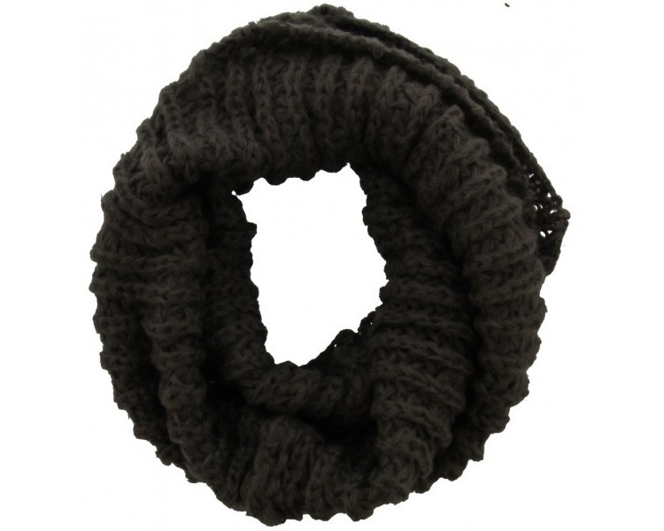 Knitted Loop-Col Scarf Dark Grey