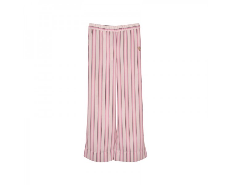 TROUSERS-POLYSTRIPE ROOS WIT