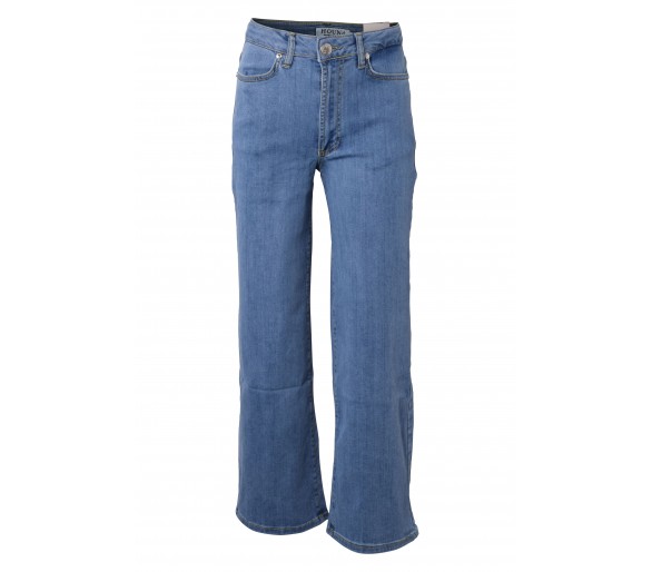 HOUND : Jeansbroek met rechte, wijde pijpen, hoge taille