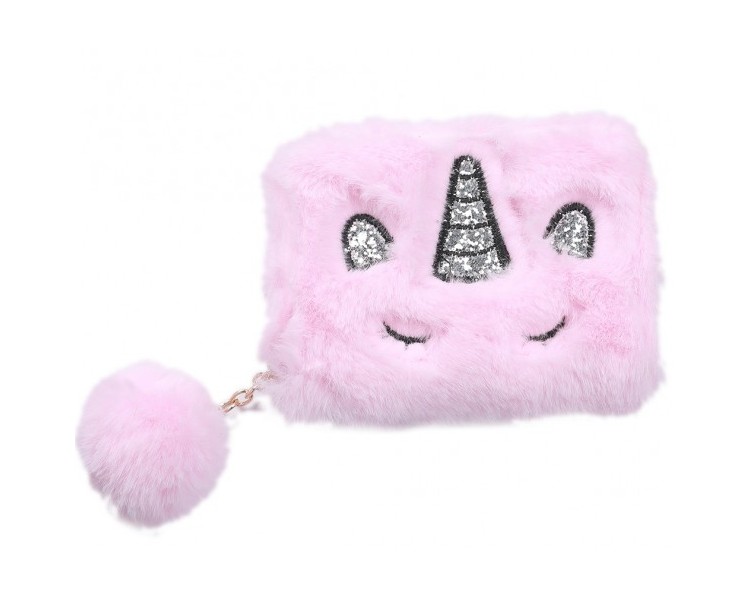 Portemonnee - Fluffy Unicorn en Pompon pink