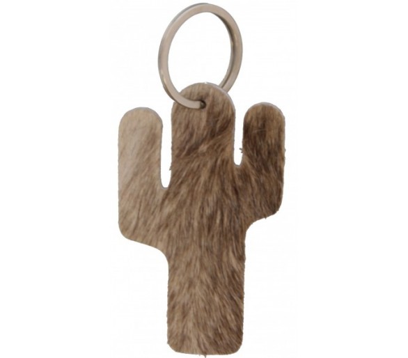 Brown Leather Cowhide Keychain Cactus Mixed Colors 9cm