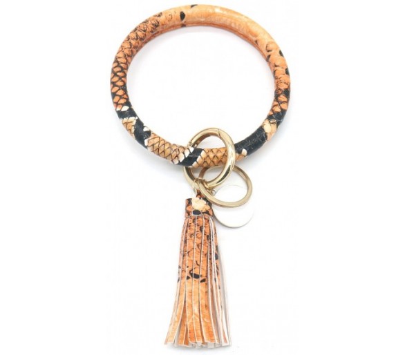 Bag - Key Chain Ring with Tassel Snake Brown