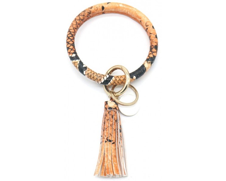 Bag - Key Chain Ring with Tassel Snake Brown