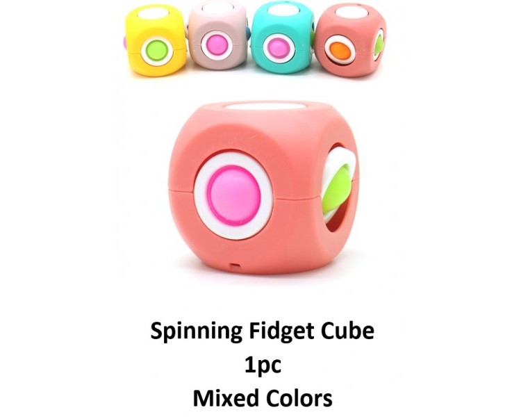 Spinning Pop It Cube - 5x5x5cm - Mixed Colors - 1pc
