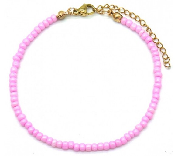 Bracelet with Glass Beads Pink