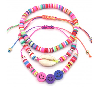 Bracelet set 3 pcs Dreamcatcer and tassel pink
